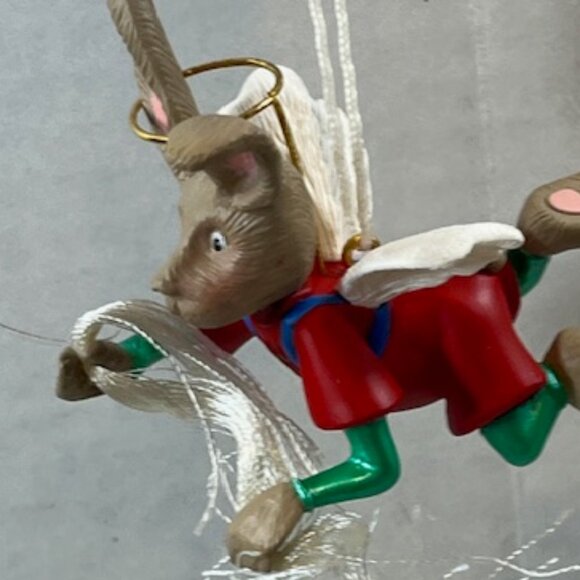 VTG 1994 Hallmark Keepsake Flying "Angel Hare" w/Brass Halo Christmas Ornament - Picture 7 of 14
